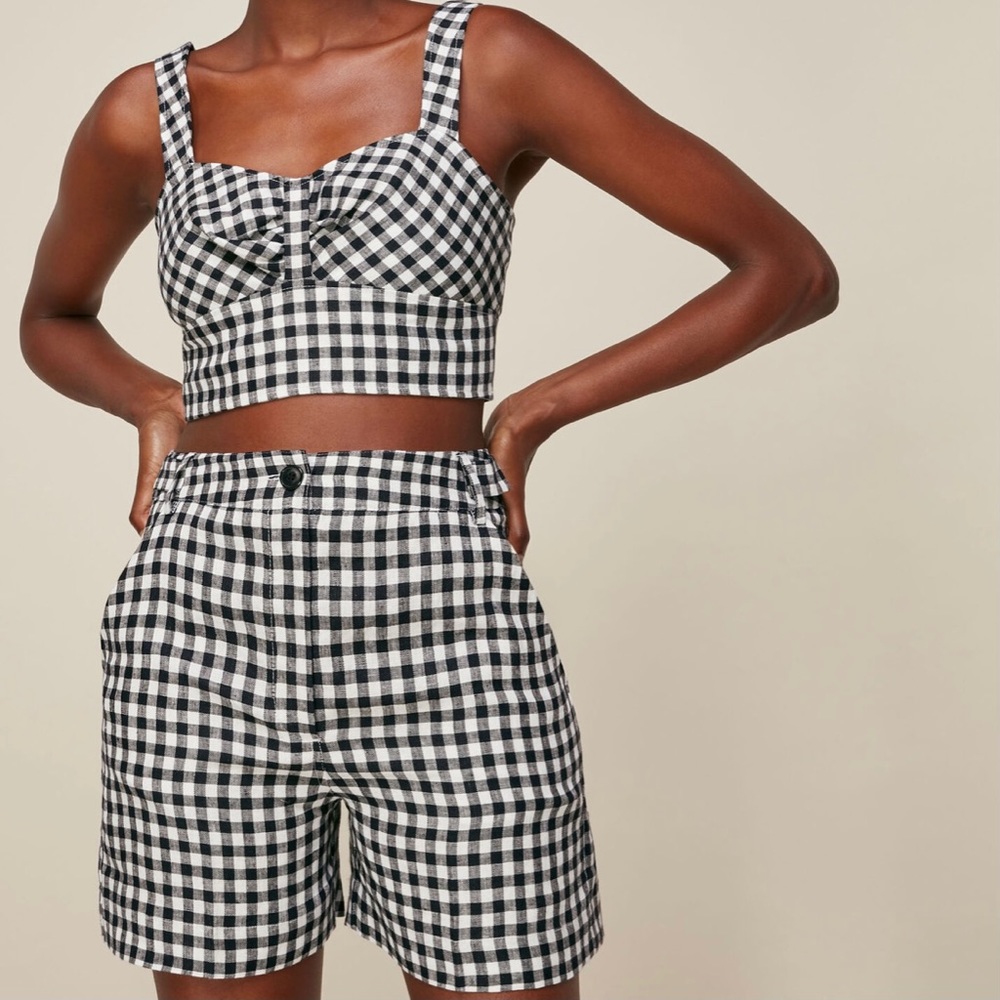 Whistles London gingham linen shorts.